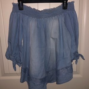 Coco + Jaimeson Off The Shoulder Demin Top